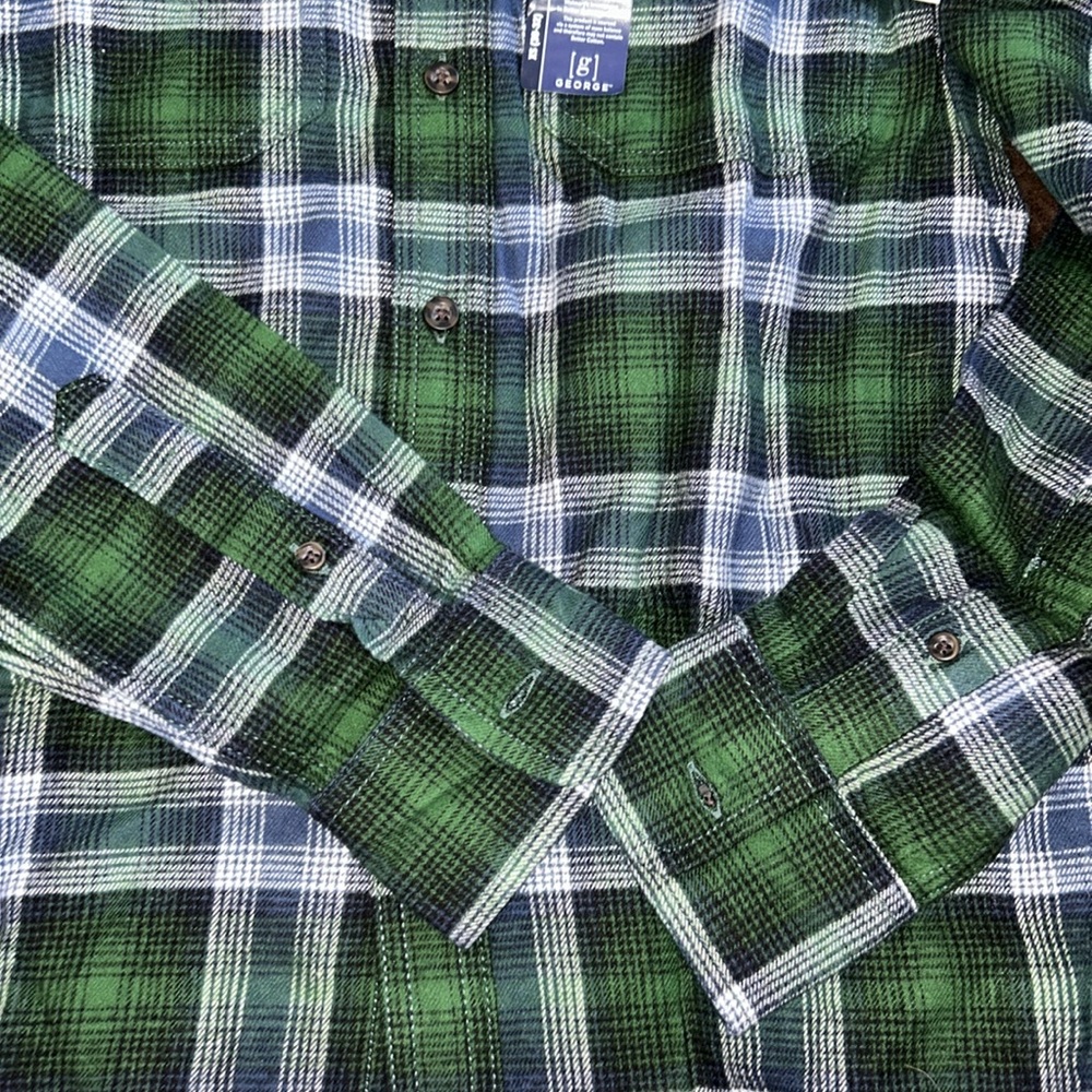 NWT XS Flannel Blue and Green - Picture 3 of 4